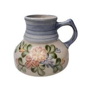 Louisville Stoneware Country Flower Blue Wide Bottom No Spill Slip Coffee Mug